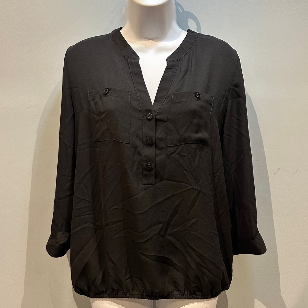 Soho New York and Company Black Button-Up Women's Top Small